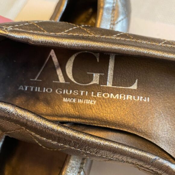 AGL cap to patent leather and quilted puter metallic flats size 6.5 Italy - Picture 7 of 8